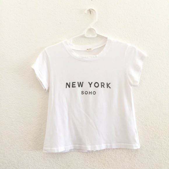 Brandy Melville New York Soho White Cropped Tee